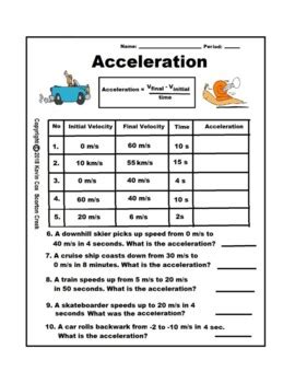 acceleration practice problems worksheet pdf